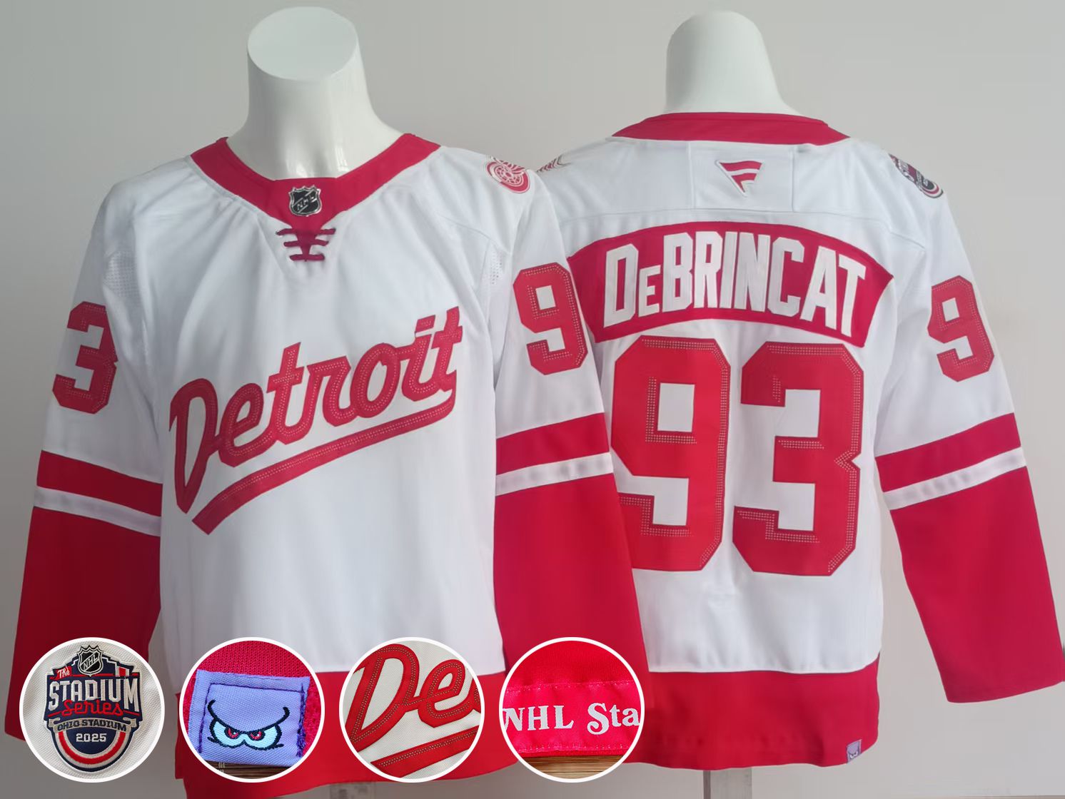 Men Detroit Red Wings #93 Debrincat White 2025 Fanatics Home Premium NHL Jersey
